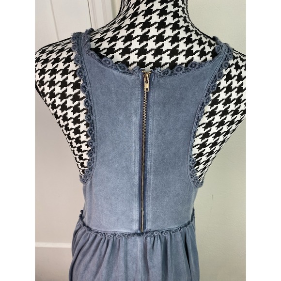 POL Women's M Washed Blue Stretchy Racerback T-Shirt Tank Dress - Picture 6 of 9